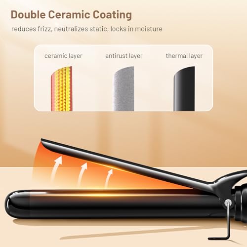 SimerSure Classic Black 1-Inch Ceramic Curling Iron with 12 Temp Settings, Dual Voltage