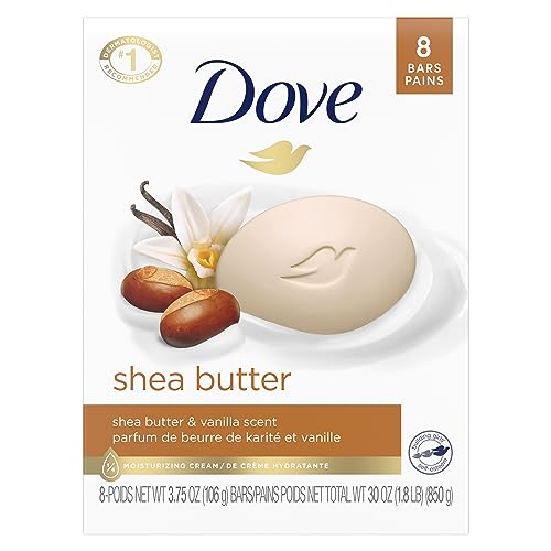 Dove Beauty Bar For Softer Skin Coconut Milk More Moisturizing Than Bar Soap, 3.75 Ounce - 6 Count & Beauty Bar Skin Cleanser for Gentle Soft Skin Care Shea Butter More Moisturizing Than Bar Soap
