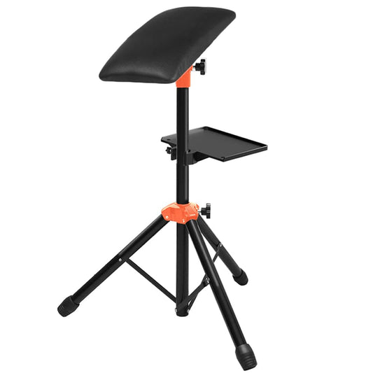 Tattoo Armrest With Tray, Tattoo Arm Rest Foldable Tattoo Tripod Black Leather Pad Height Adjustable and Tilt for Tattoo Artist (Orange)