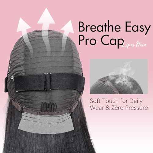 13x4 HD Lace Front Wigs Human Hair Straight Wigs for Black Women - 220% Density, Pre-Plucked Natural Hairline & Glueless Design for Effortless Style, 24 Inch