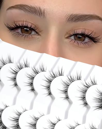 Jiocolor Natural Strip Lashes - Wispy Cat Eye False Eyelashes 12mm