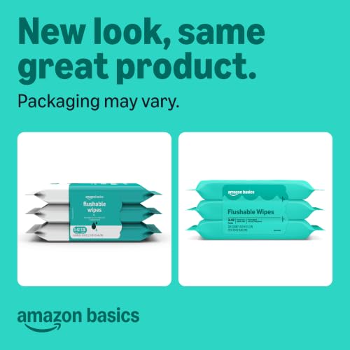 Amazon Basics Flushable Adult Wipes 42 Count Pack of 12, Fragrance-Free, Hypoallergenic