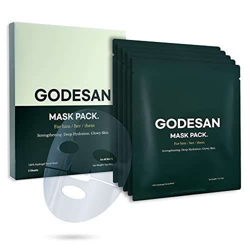 Hydrogel Face Mask Pack 5pcs - Rich Collagen, Deep Moisture, Ginseng, Tea Tree, Hyaluronic, Overnight Mask, All skin type