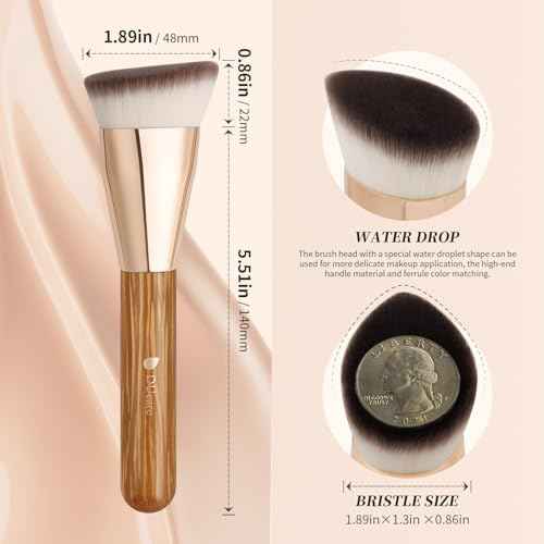 DUcare Angled Foundation Brush for Flawless Makeup Application Professional Liquid, Cream Powder Foundation Brush with Dense Bristles - Contoured for Precise Blending and Buffing