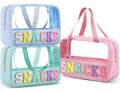 Seersucker Makeup Bag with Chenille Letters, 3-Pack Travel Organizer