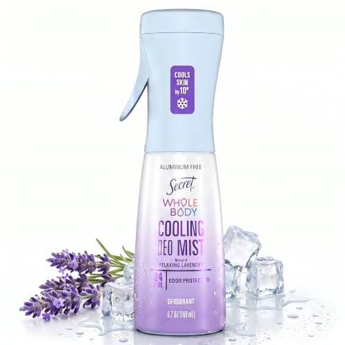 Cooling Body Deodorant Mist for Women - 24hr Odor Protection, Lavender Scent, Aluminum-Free, 5.2 fl oz