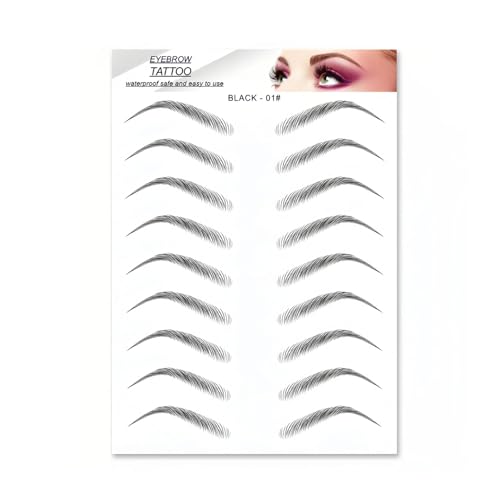 Black 3D Eyebrow Tattoo Stickers - 54 Pairs Waterproof