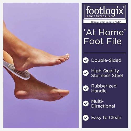 Footlogix Double-Sided Stainless Steel Foot File Coarse & Fine Grit – White / 1 Count