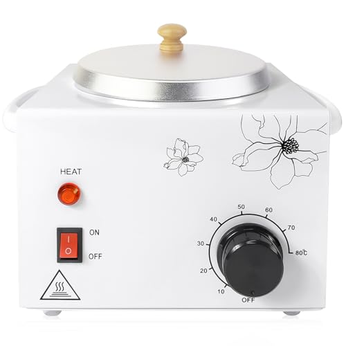 600ML Wax Warmer for Hair Removal, Professional Waxing Heater Pot with Adjustable Temperature for Women Men, with 20 Wooden Wax Sticks