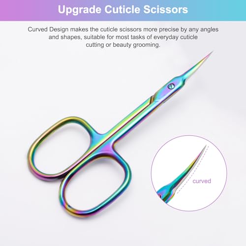 CGBE Cuticle Scissors Extra Fine Curved Blade, Super Slim Scissors for Cuticles Manicure Small Scissors with Precise Pointed Tip Grooming Blades, Eyebrow, Eyelash, and Dry Skin (Square Handle - Gold)