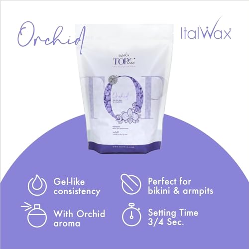 Italwax Top Line Orchid Hard Wax Beads 1.65 lb (750 g) ? Transparent Fast-Setting Jelly Wax with Floral Fragrance for Bikini & Underarms, Strong Grip, Professional Use ? Made in Italy