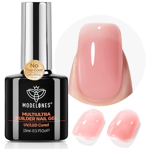 Modelones Builder Gel Peach Pink A6 No Top Coat Needed - Long-Lasting Nail Extension