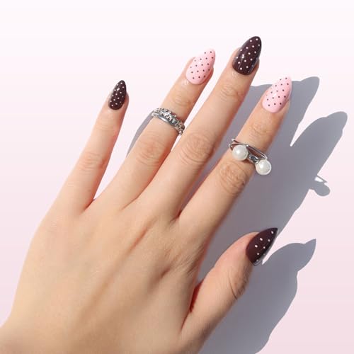 Nail Reformation Double Dip Short Almond Press-On Nails - 32 pcs, Polka Dot Style