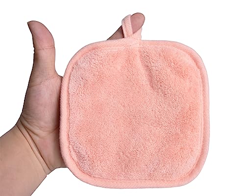 BloomSesame Makeup Remover Cloths for Face, Eye, Lips - Reusable Makeup Remover Pads Soft Microfiber Facial Cleansing Cloths 5 x 5 inch 6 Pack (Coral)