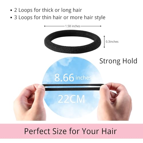 LuSeren 120-Pack Black Hair Ties for Thick Hair