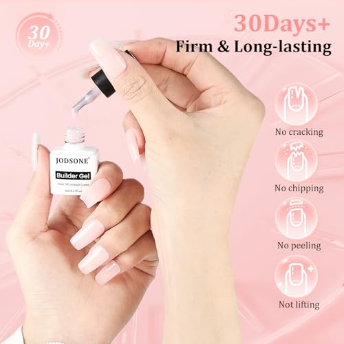 JODSONE 10 Colors Builder Nail Gel Set with Base & Top Coat - SET-09, No Wiping, Long-Lasting, UV LED Cured
