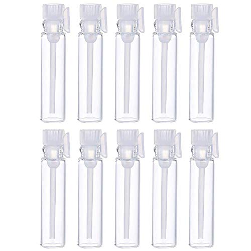 Teensery 100 Pcs Empty Perfume Sample Bottles Mini Glass Refillable Sample Vial Containers with Clear Cap for Aromatherapy, Essential Oil, Fragrance and Liquid (2ml) (Pack of 5)