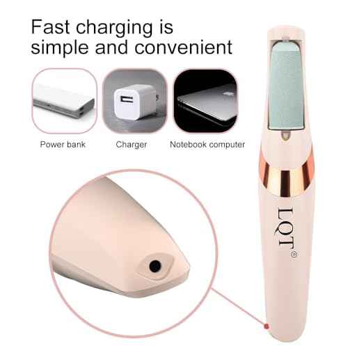 LQT¢ç Electric Foot File ? Rechargeable Callus Remover for Hard, Cracked Skin ? at-Home Pedicure Kit for Smooth Feet (Men & Women) (Pink)
