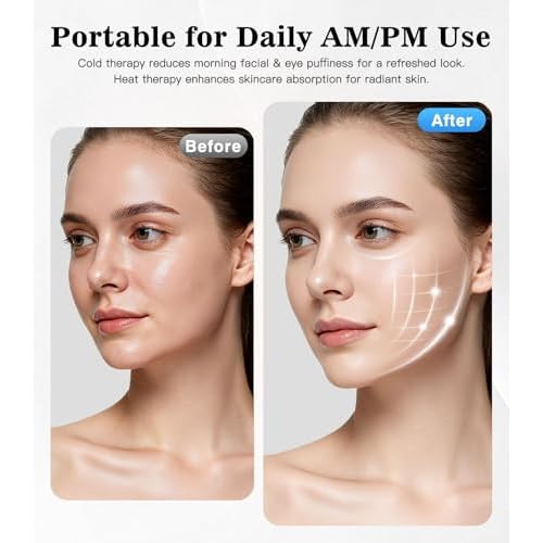Depuffing Wand, 2-in-1 Cold and Heat Eyes & Face Depuffing Wand, Face Ice Roller for Puffiness, Dark Circles, Skin Radiance, Adjustable Temperature Facial Massager Tool for Women Men Skincare