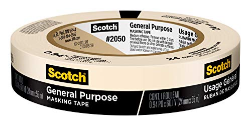 Scotch General Purpose Masking Tape, Tan, Tape for Labeling, Bundling and General Use, Multi-Surface Adhesive Tape, 0.94 Inches x 60 Yards, 1 Roll