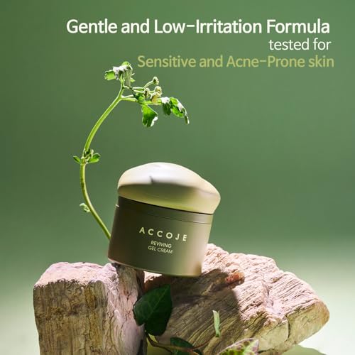 ACCOJE Reviving Gel Cream, Hydrating and Soothing Moisturizer for Sensitive Skin, Supports Skin Barrier and Reduces Visible Redness with Jeju Botanical Extracts, Korean Skincare, 1.69 fl oz