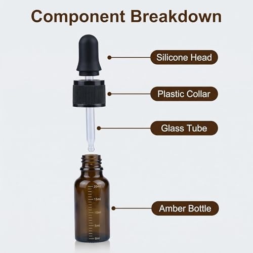 3Pk 10ml Amber Glass Dropper Bottles with Pipettes