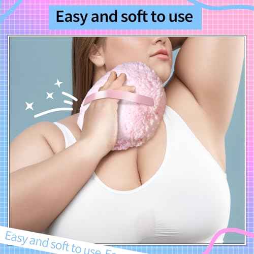 Powder Puff, 6" Powder Puff for Body Powder, Body Powder Puff, Fluffy Soft Body Powder Puff and Container, Extra Large Women Pink