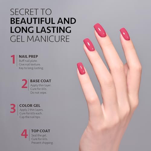 GAOY Berry Pink Gel Nail Polish 16ml Soak Off UV Nail Polish for DIY Manicure