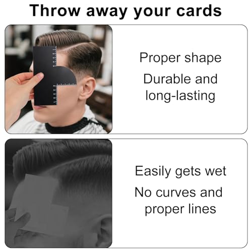 Barber Enhancement Card with Measurement Rulers, 2-Pack Hairline Shaper Tool