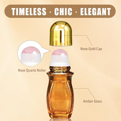 50ml Rose Quartz Roller Glass Bottles for Essential Oils & Perfumes