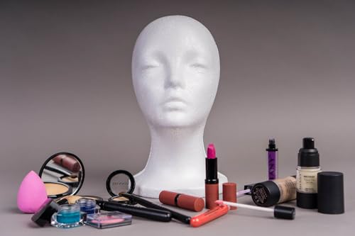 SHANY Female Styrofoam Mannequin Head for Wigs & Hats - 10.5 Inch, Round Base, Model 1