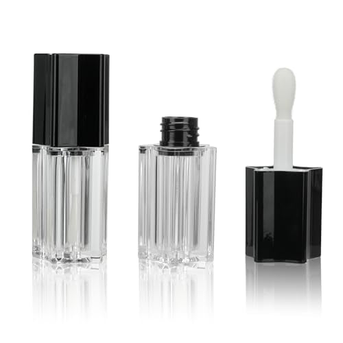 COSIDEA 30pcs 5ml 0.17oz Black Star shape big doe foot wand lip gloss tubes for DIY lipgloss containers with thick brush