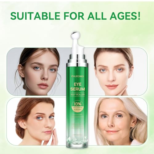 Caffeine & Retinol Eye Cream with 360¡Æ Roller - Hydrating & Anti-Aging Formula for Fine Lines, Puffiness, Dark Circles & Bags Moisturizing for Women & Men