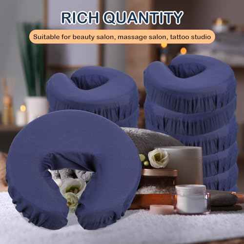 24 Pcs Face Cradle Covers for Massage Table Microfiber Reusable Soft Thicker Massage Table Head Rest Covers Bulk Oil Proof Headrest Cradle Sheets for Spa Beauty Salons (Navy Blue)
