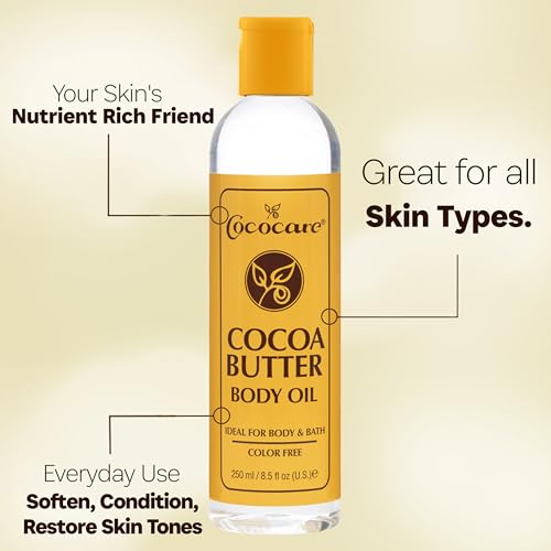 Cococare Cocoa Butter Body Oil 8.5 Fl Oz - Lightweight and Fast Absorbing - 2 Pack