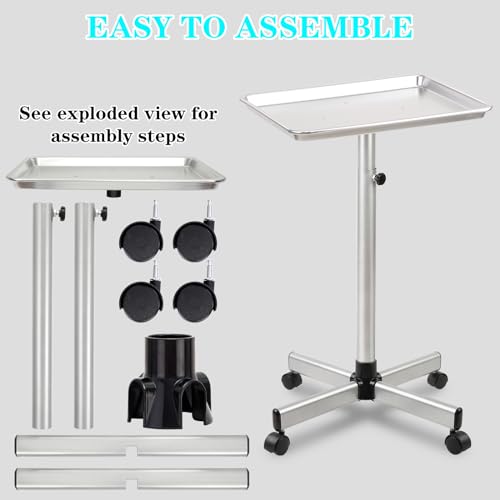 Adjustable Salon Tray on Wheels with Removable Top