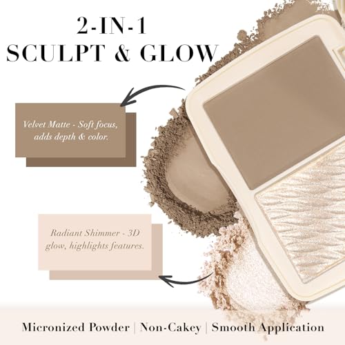2-in-1 Contour & Highlighter Palette with Mirror - Matte & Shimmer