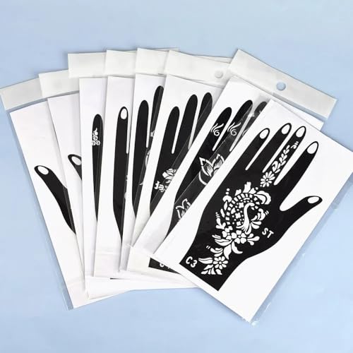 16 Sheet Henna Tattoo Stencil Kit for Hand & Body Art
