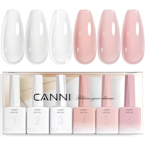 CANNI Milky Pink Gel Nail Polish Set with Rubber Base - 6pcs, 9ml, Long-Lasting Salon Quality