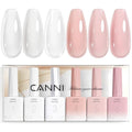 CANNI Milky Pink Gel Nail Polish Set with Rubber Base - 6pcs, 9ml, Long-Lasting Salon Quality