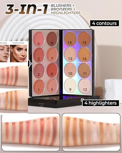 16 Colors Contour Palette - Blush Highlighter Bronzer Set