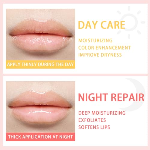 2PCS Bee Lip Balm Honey Pot, Honey Strawberry Lip balm Lip Mask with Stick, Moisturizing Lip Sleeping Mask Day & Night Lip Care - Hydrate Repair Prevent Dry Cracked Exfoliate (Honey & Strawberry)