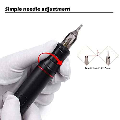 BIOMASER G1 Rotary Pen Tattoo Machine Cartridge Tattoo Pen Machines RCA Connector 4.5W Coreless Motor Cartridges Needle for Tattoo Women Artists Beginner(Black)