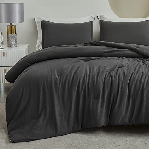 Litanika Grey Comforter Set Twin/Twin XL Size, 2 Pieces Lightweight Plain Bedding Comforter Set, All Season Fluffy Bed Set (66x90In Comforter & 1 Pillowcase)