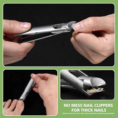 BALUCA Slanted Blade Ingrown Toenail Clippers for Thick Toenails, Angled Large Toe Nail Fingernail Cutter Trimmer for Seniors and Men - Silver