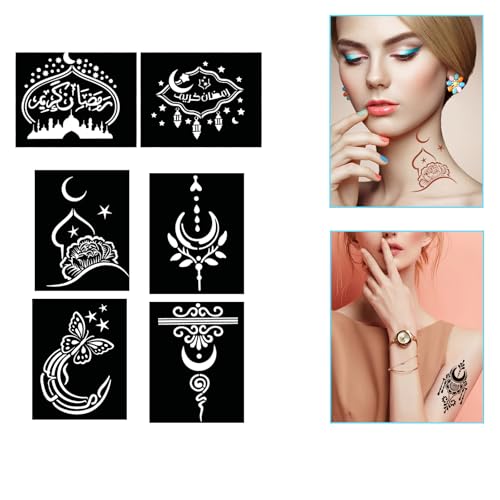 Henna Tattoo Stencils Kit, 16 Sheets for Hands & Body