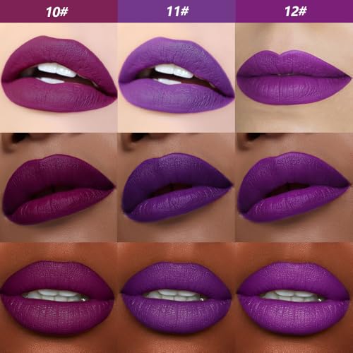 Purple Matte Lipstick Set - 3 Shades Twist-Up Long-Lasting