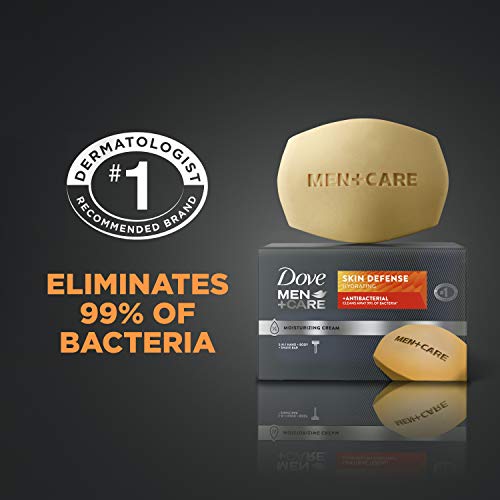 Dove Men+Care Soap Bar For Smooth and Hydrated Skin Care Skin Defense Effectively Washes Away Bacteria While Nourishing Your Skin 3.75 oz, Cream, 2 Count