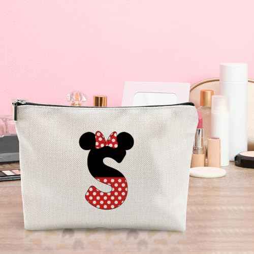 Cute Cartoon Mouse Gifts Initial A-Z Personalized Makeup Bag Monogrammed Cosmetic Bags Magic Mouse Stuff Funny Mouse Themed Gifts Mouse Lover Gifts Wizard Gifts Birthday Gifts for Women Girls (S)