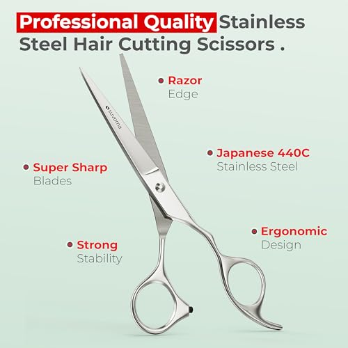 Suvorna 6" Professional Hair Cutting Scissors - Stainless Steel